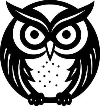Owl, Black and White Vector illustration