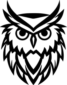 Owl, Black and White Vector illustration
