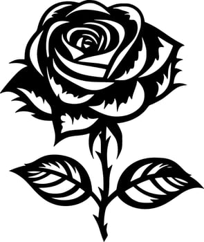 Rose, Black and White Vector illustration