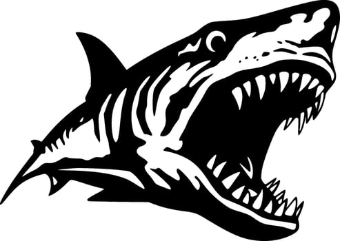 Shark - Black and White Isolated Icon - Vector illustration