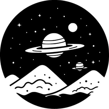 Space, Black and White Vector illustration