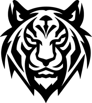 Tiger - Black and White Isolated Icon - Vector illustration
