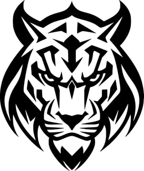 Tiger - Black and White Isolated Icon - Vector illustration