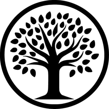 Tree - Black and White Isolated Icon - Vector illustration