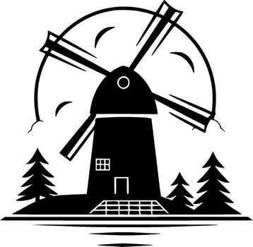 Windmill - Minimalist and Flat Logo - Vector illustration