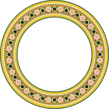 Vector round national Indian ornament. Color circle border, frame, ring