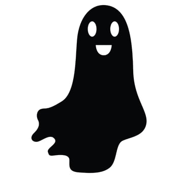 Black Ghost Vector Icon - Simple and Spooky Ghostly Illustration
