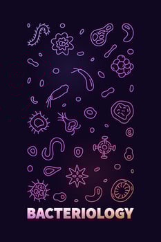 Bacteriology vector Microbiology Science concept linear colored vertical banner
