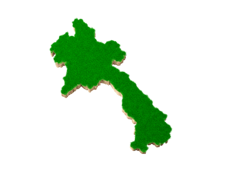 Laos Map soil land geology cross section with green grass and Rock ground texture 3d illustration png