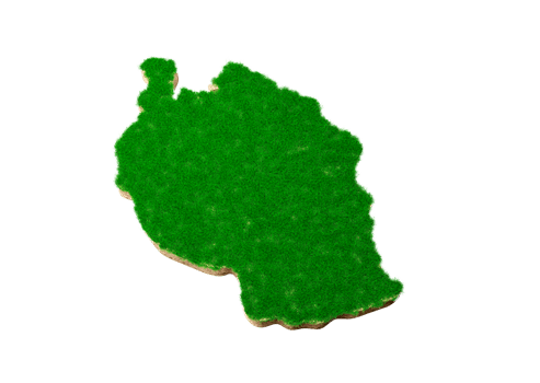 Tanzania Map soil land geology cross section with green grass and Rock ground texture 3d illustration png