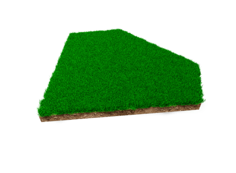 Diamond moon shape soil land geology cross section with green grass, earth mud cut away isolated 3D Illustration png