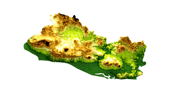 El Salvador Map Shaded relief Color Height map 3d illustration png