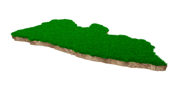Liberia Map soil land geology cross section with green grass and Rock ground texture 3d illustration png