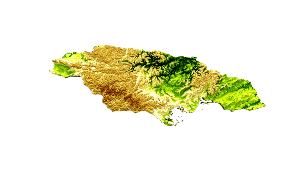 Jamaica Map Shaded relief Color Height map 3d illustration png