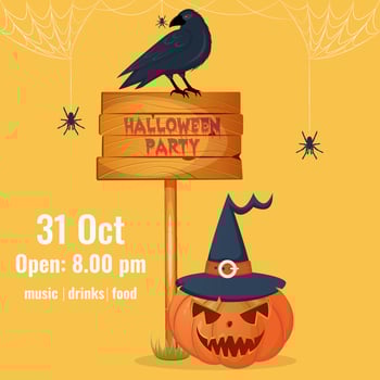 Halloween party invitation, greeting card, background vector