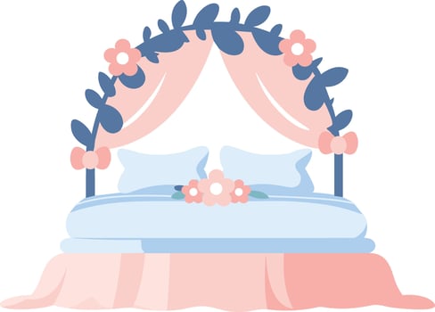 Hand Drawn wedding bed in a wedding concept in flat style vector