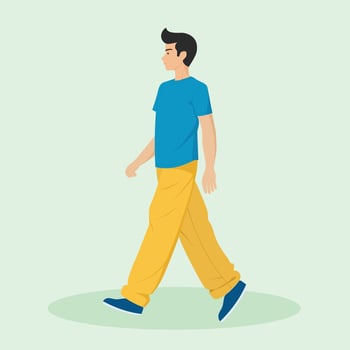 Young man walking cartoon style vector