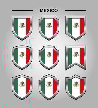 Mexico National Emblems Flag with Luxury Shield vector