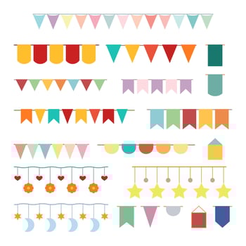 colorful paper elements vector flags for birthday party and holiday decoration