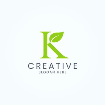 Green Leaf Logo with Letter K Monogram Logo Design vector