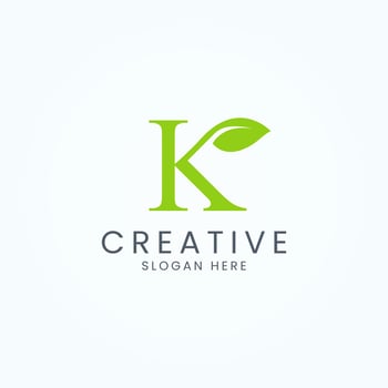 Initial Letter K With Leaf Monogram Logo Design Template vector