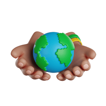 International Volunteer Day. Volunteer hands hold The Earth. 3D render icon. png