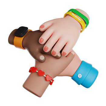 International Volunteer Day. Collaborate Community people hands. 3D render icon. png