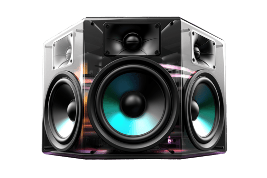 Iridescent woofer speaker isolated AI Generative png