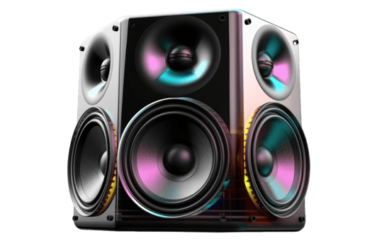 Iridescent woofer speaker isolated AI Generative png