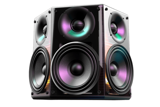 Iridescent woofer speaker isolated AI Generative png