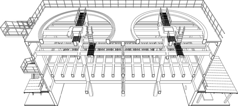 3D illustration of industrial building vector