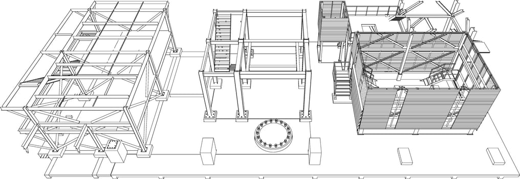 3D illustration of industrial building vector