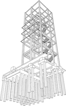 3D illustration of building structure vector