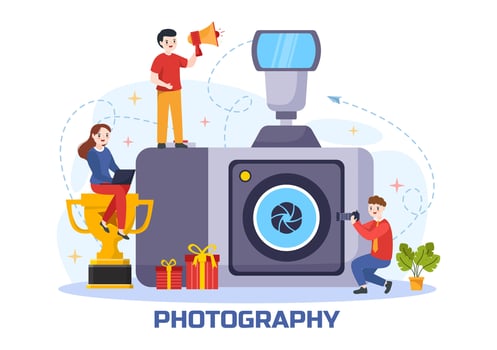 Photography Vector Illustration with Camera and Equipment to Capture Travel, Tourism, Adventure and Memories in a Flat Cartoon Background Design