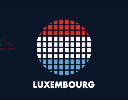 The Luxembourg round flag icon. Design flag with the arrangement of squares that form a circle. Flag with red, white, blue. vector