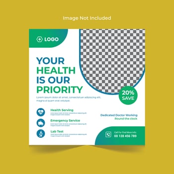 Corporate medical healthcare social media post design template vector