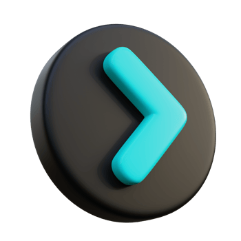 Chevron Right Arrow 3d icon on black circle. png