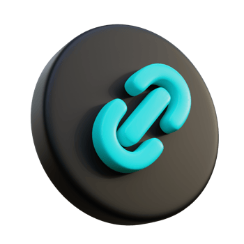 Link Attach 3D Icon on black circle. png