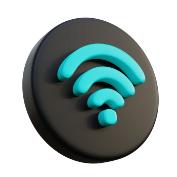 Wifi Connection Signal 3D Icon on black circle. png