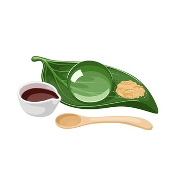 Vector illustration, Raindrop cake or mizu shingen mochi, isolated on white background.
