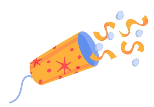 Party popper with confetti cartoon vector illustration. Celebration party holidays attribute clipart isolated on white background.