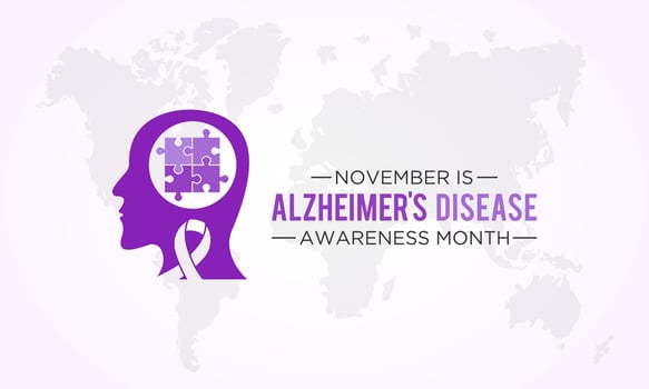 Alzheimer's disease awareness month is observed every year in november. Vector template for banner, greeting card, poster with background. Vector illustration.