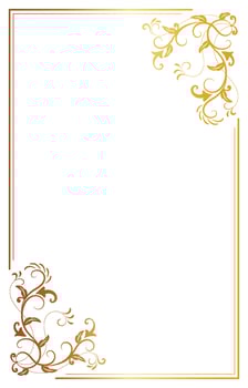 vintage border Golden abstract flowers, thin lines, for wedding cards, invitations. vector
