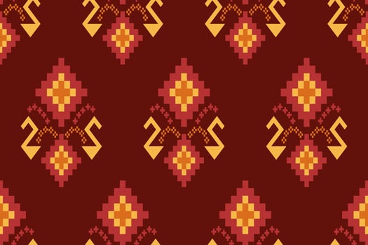 Cross stitch colorful geometric traditional ethnic pattern Ikat seamless pattern abstract design vector