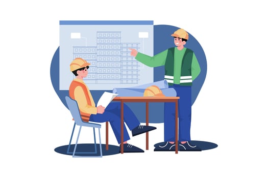 Construction site planning process vector