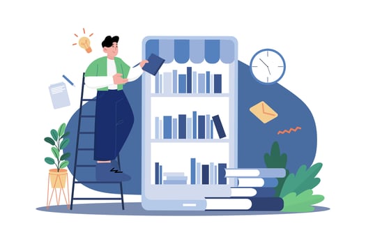 Student Using Digital Library vector
