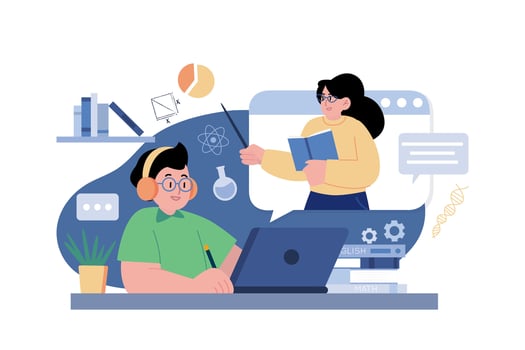 Boy Learning From Home Illustration concept. A flat illustration isolated on white background vector