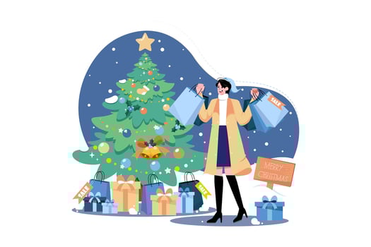 Woman With Christmas Shopping Bags vector