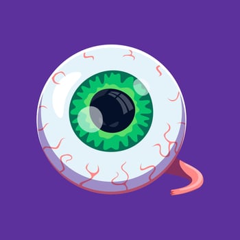 Halloween zombie eye, horror night holiday cartoon vector