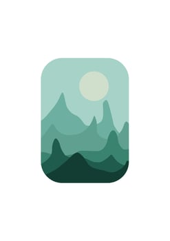 Abstract Mountain Aesthetic Backgrounds Landscapes. Desert abstract bohemian. Modern background flat design, contemporary boho sun moon mountains and cactus minimalist wall decor. Vector art print